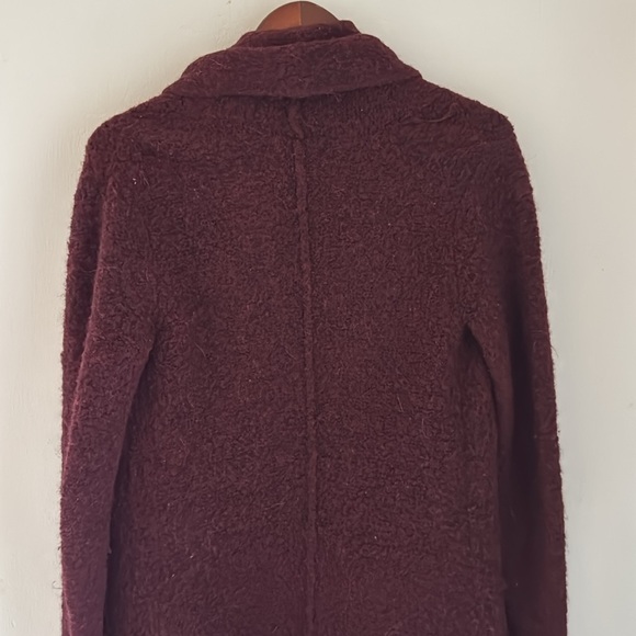Aritzia Babaton Beekman Alpaca Boucle Cardigan Sweater XS Open Front Cranberry - Picture 9 of 11